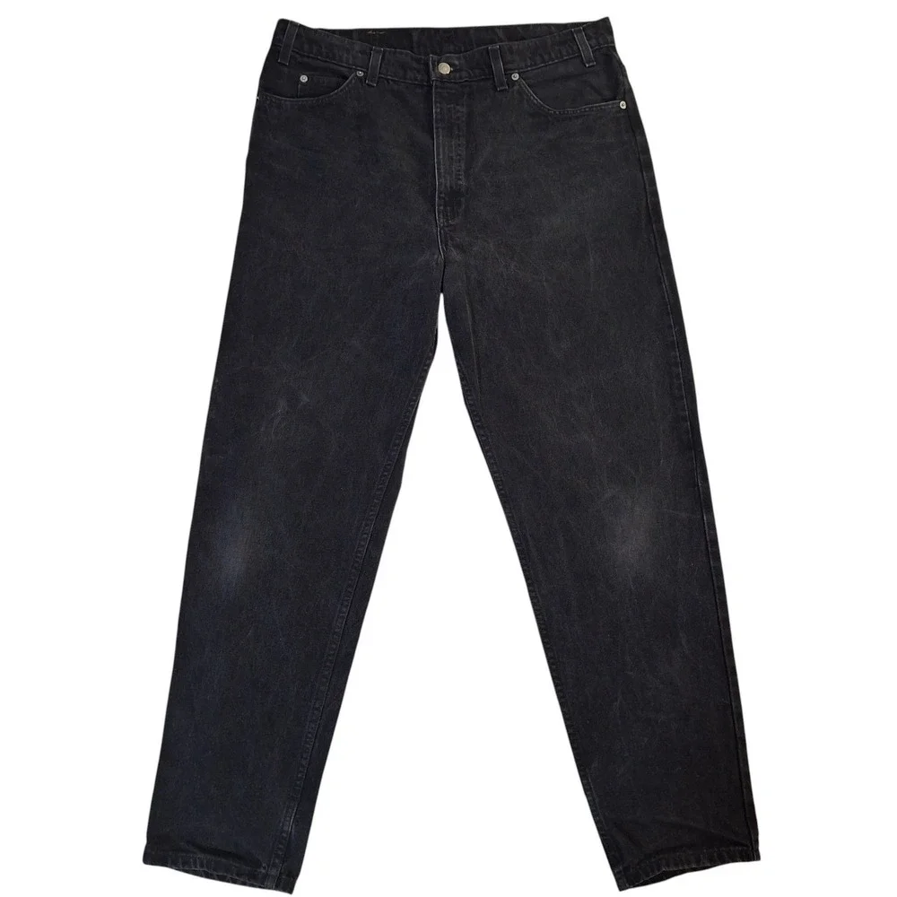 VTG Levi's 550 Relaxed Fit Tapered Leg Jeans Mens 38x32* Black Denim Orange Tab - Picture 1 of 12
